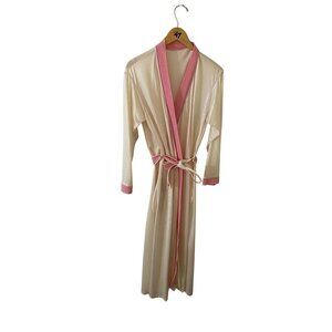 Vintage By Barad & Co Women's Cream With Pink Trim Bathrobe - Large